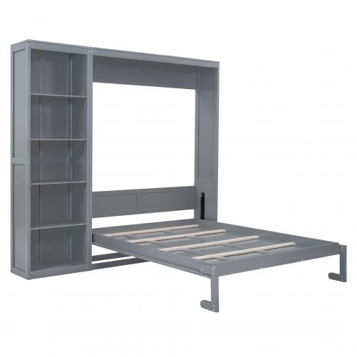 Queen Size Wall Bed Murphy Bed With Shelves