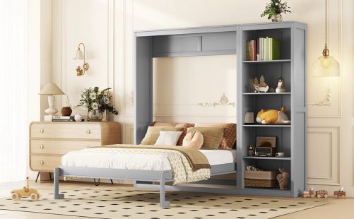 Queen Size Wall Bed Murphy Bed With Shelves