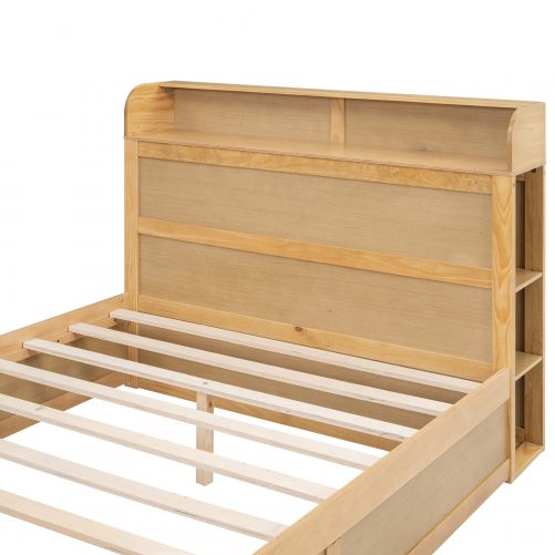 Full Size Platform Bed with Storage Headboard and a Big Drawer