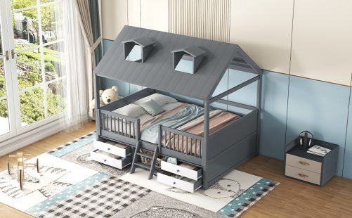 Full Size Wood House Bed Frame