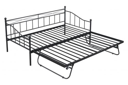 Twin Size Metal Daybed with Pop-up Trundle