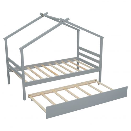 Twin Size House-shaped Bed with Trundle