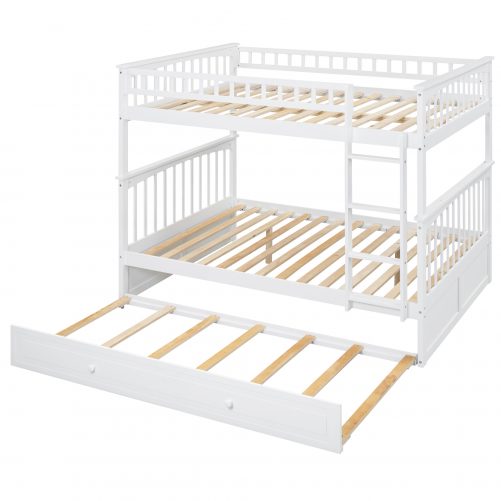 Full Over Full Bunk Bed With Twin Size Trundle, Convertible Beds