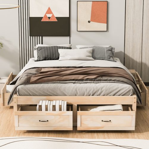 Queen Size Platform Bed With 6 Storage Drawers