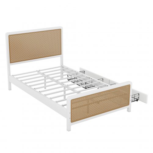 Full Size Metal Platform Bed with 2 Drawers