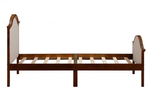 Twin Size Platform Bed With Upholstered Headboard And Footboard