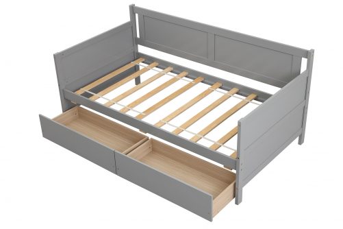 Wood Twin Size Daybed With Two Drawers