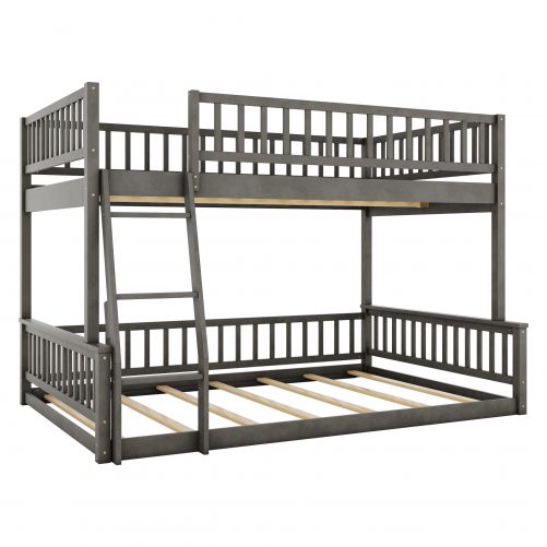 Full XL over Queen Bunk Bed with Ladder and Guardrails