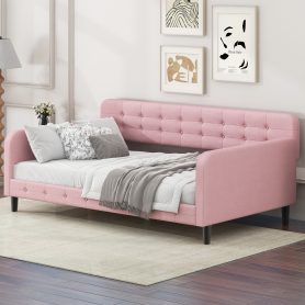 Twin Size Upholstered Tufted Daybed with 4 Support Legs